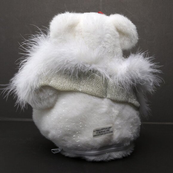 Vintage GANZ Loving Angel Bear Heart Valentines Animation Glitter Wings White - Picture 7 of 9